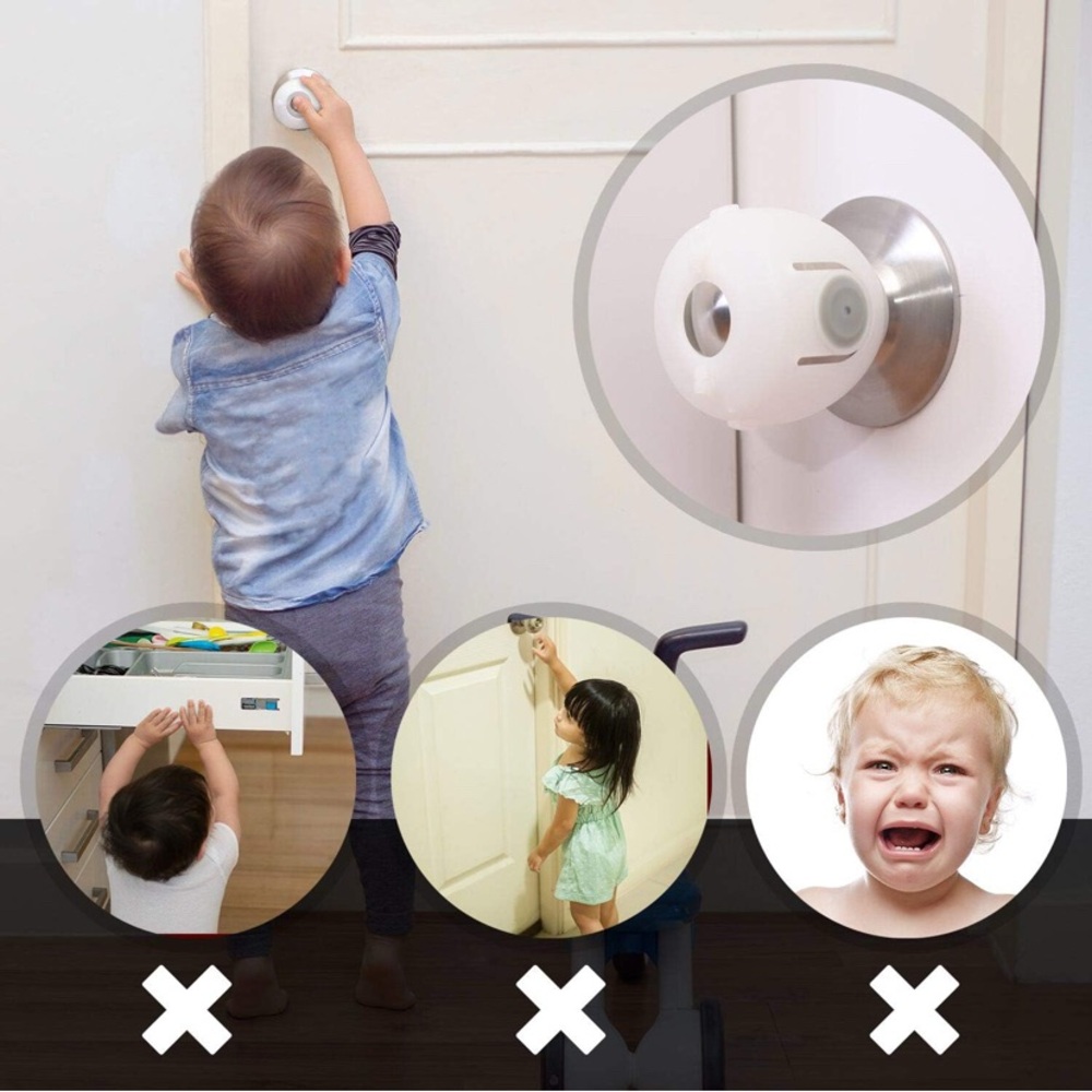 4pc Child Safety Door Knob Covers - White